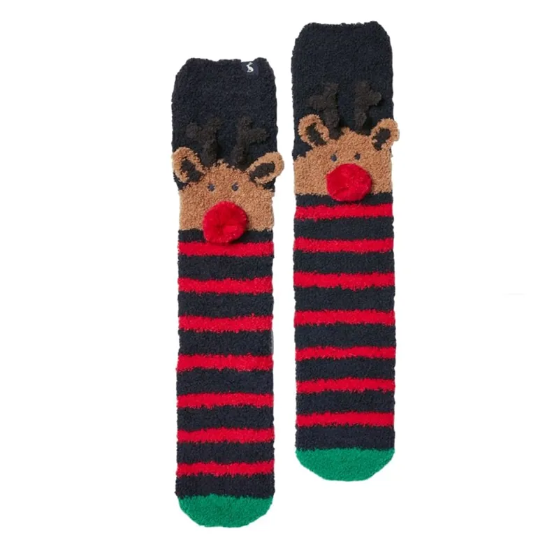 Joules Festive Fluffy Socks - Navy Reindeer
